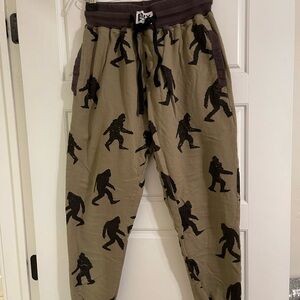 Lazy One Brown Joggers with Black Sasquatch Print